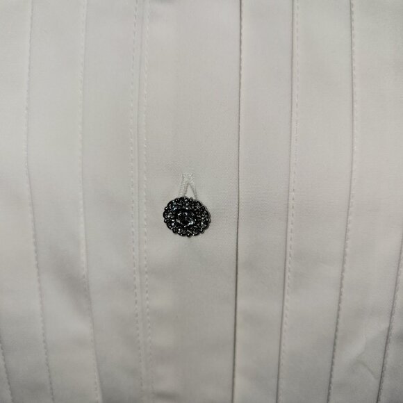 J. Jill White Button Up Blouse Jewel Crystal Buttons Dress Shirt Women's Size XS - Picture 8 of 15